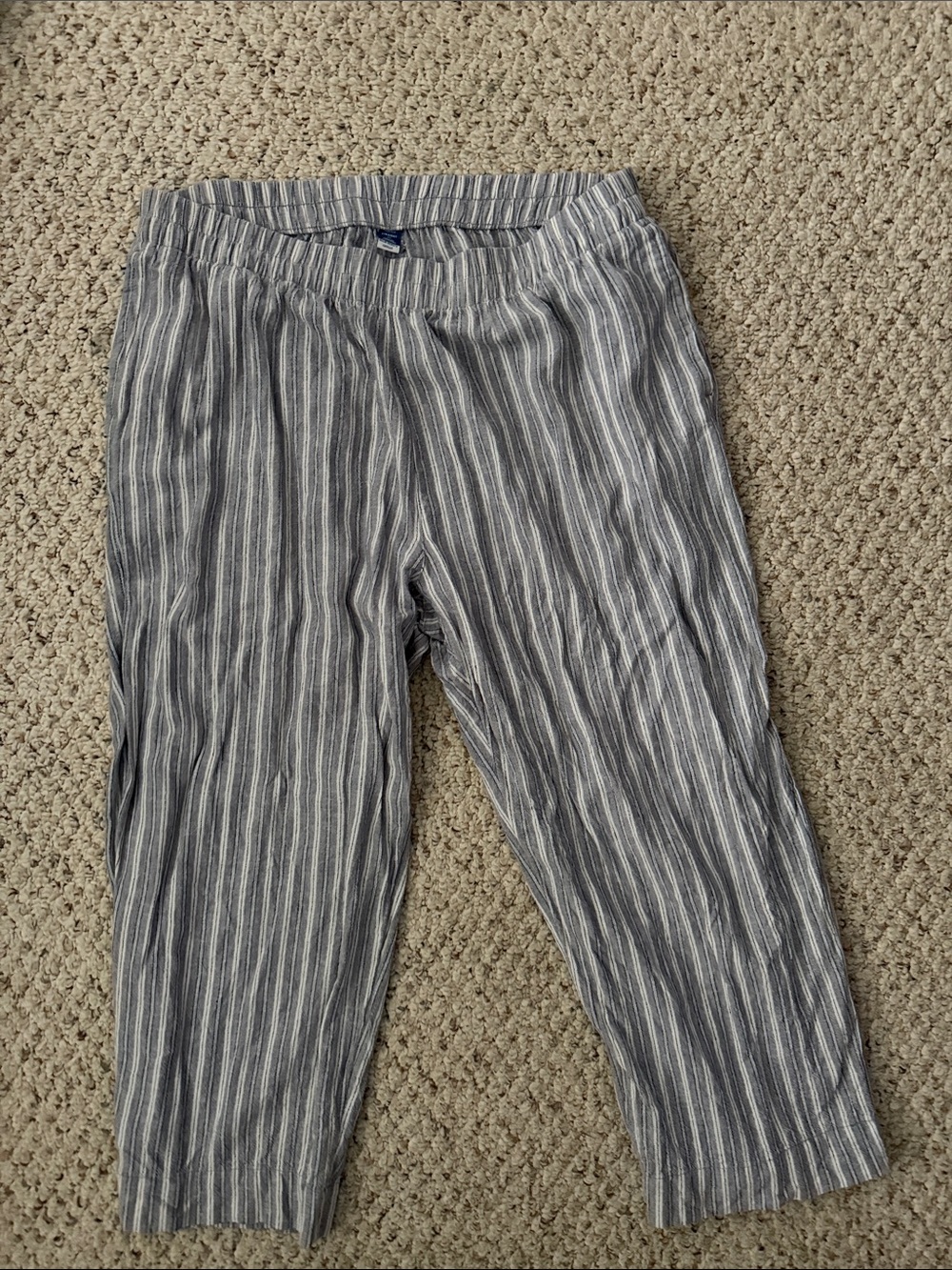 Old Navy Gray and White Striped Straight Pants